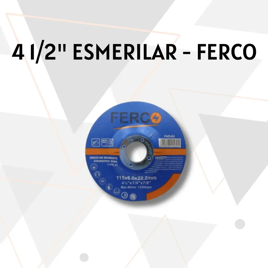 DISCO PARA ESMERILAR 4 1/2" (115X6.0X22.2MM) FERCO
