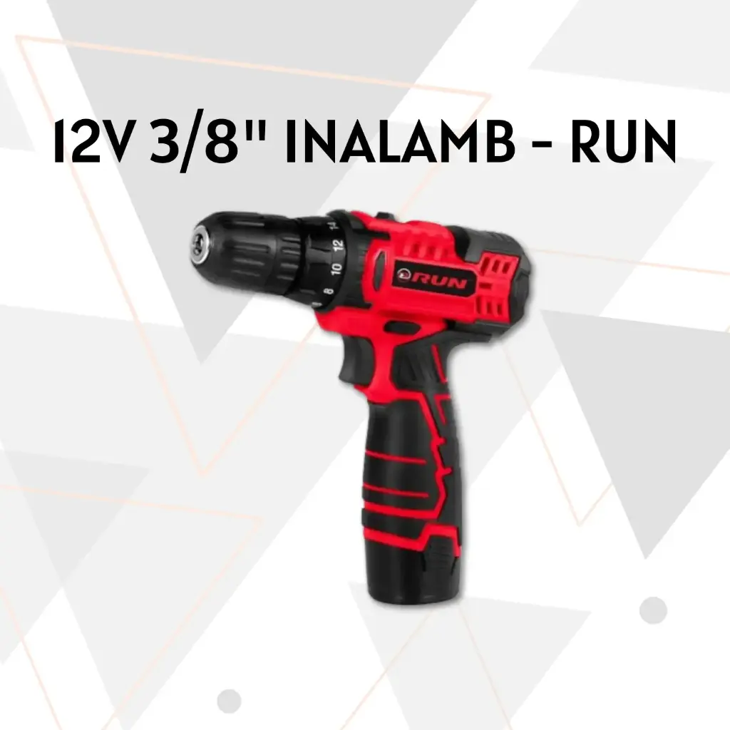 TALADRO INALAMBRICO 12V 3/8" VELOCIDAD VARIABLE RUN