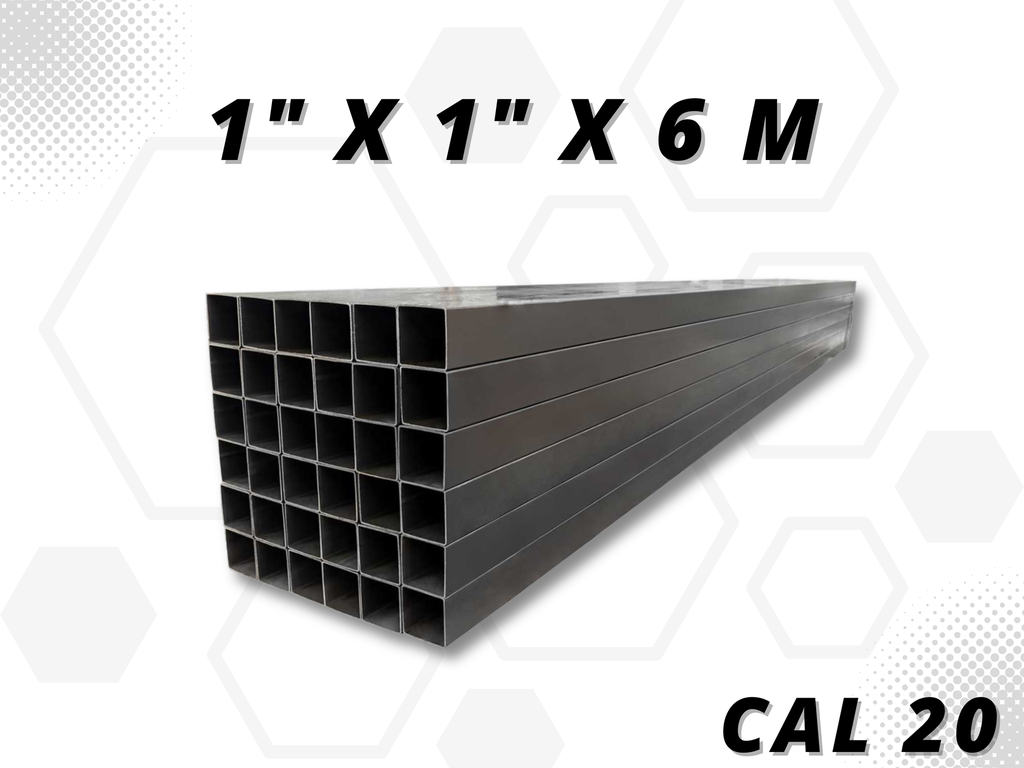 TUBO HIERRO PULIDO 1" X 1" CAL 20 X 6 MTS