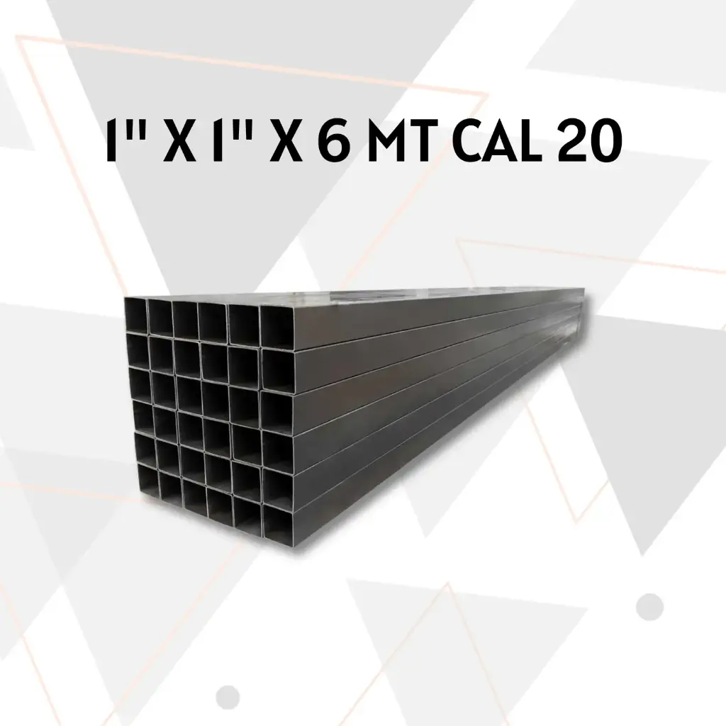 TUBO HIERRO PULIDO 1" X 1" CAL 20 X 6 MTS